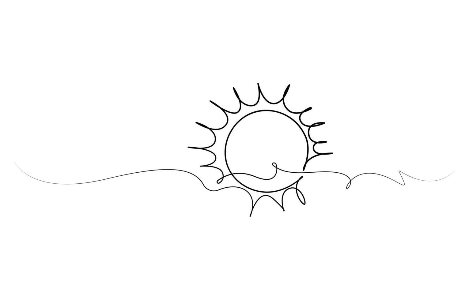 Continuous line sun summer art one sunshine outline icon single light vector