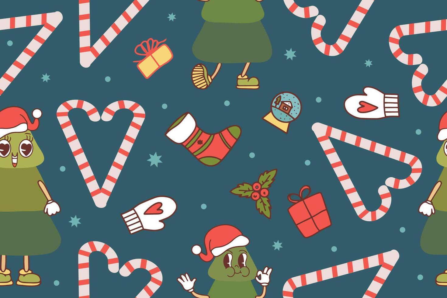 Fashionable Christmas pattern made of festive elements. vector