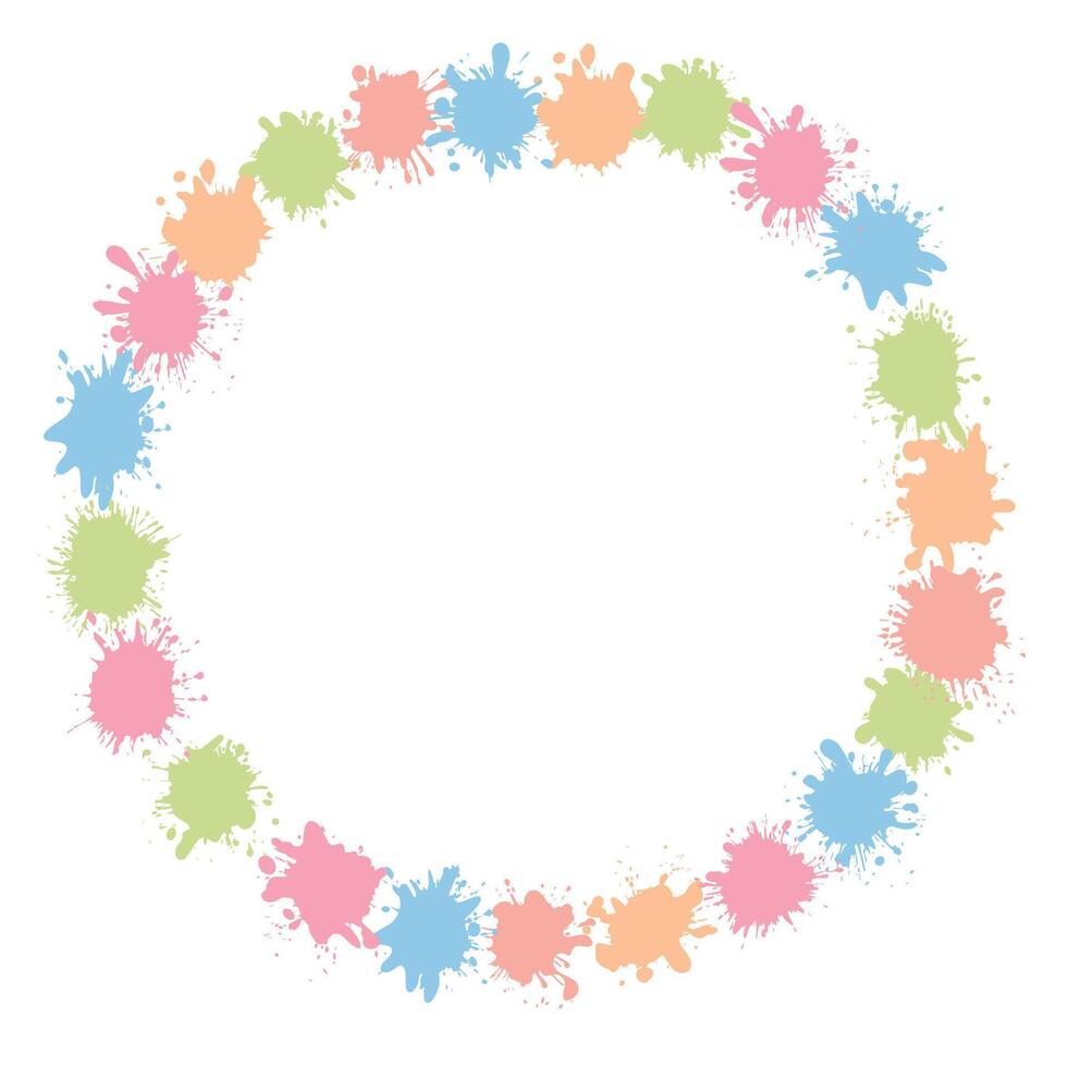 Circle of multicolored watercolor spots. Colorful splashes of gouache. illustration vector