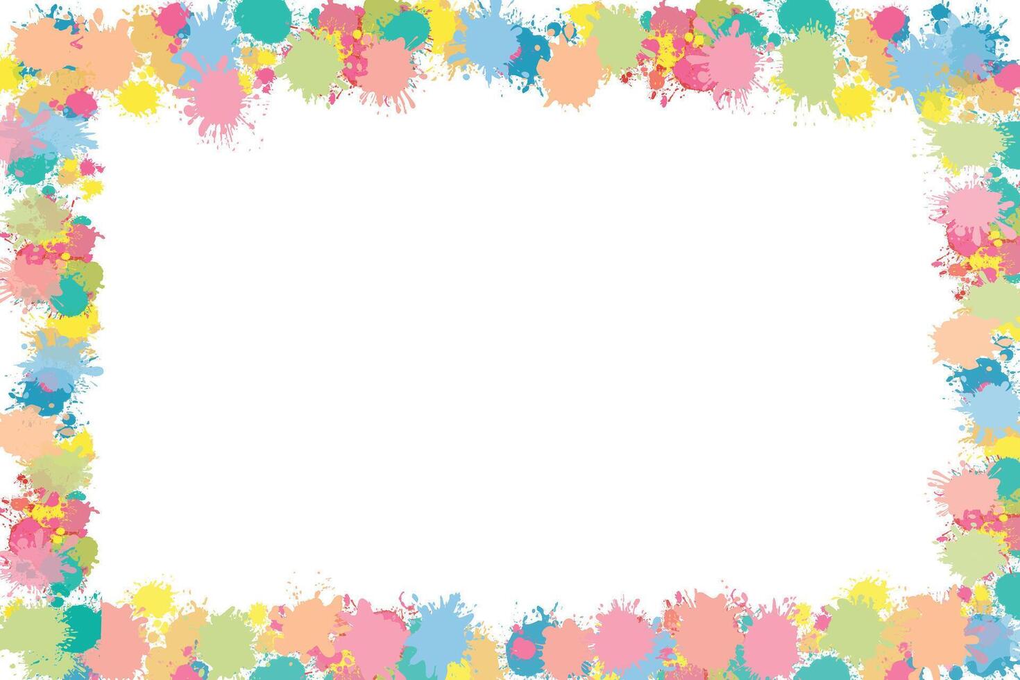 Frame of colorful splashes. Bright background of multicolored colorful vector