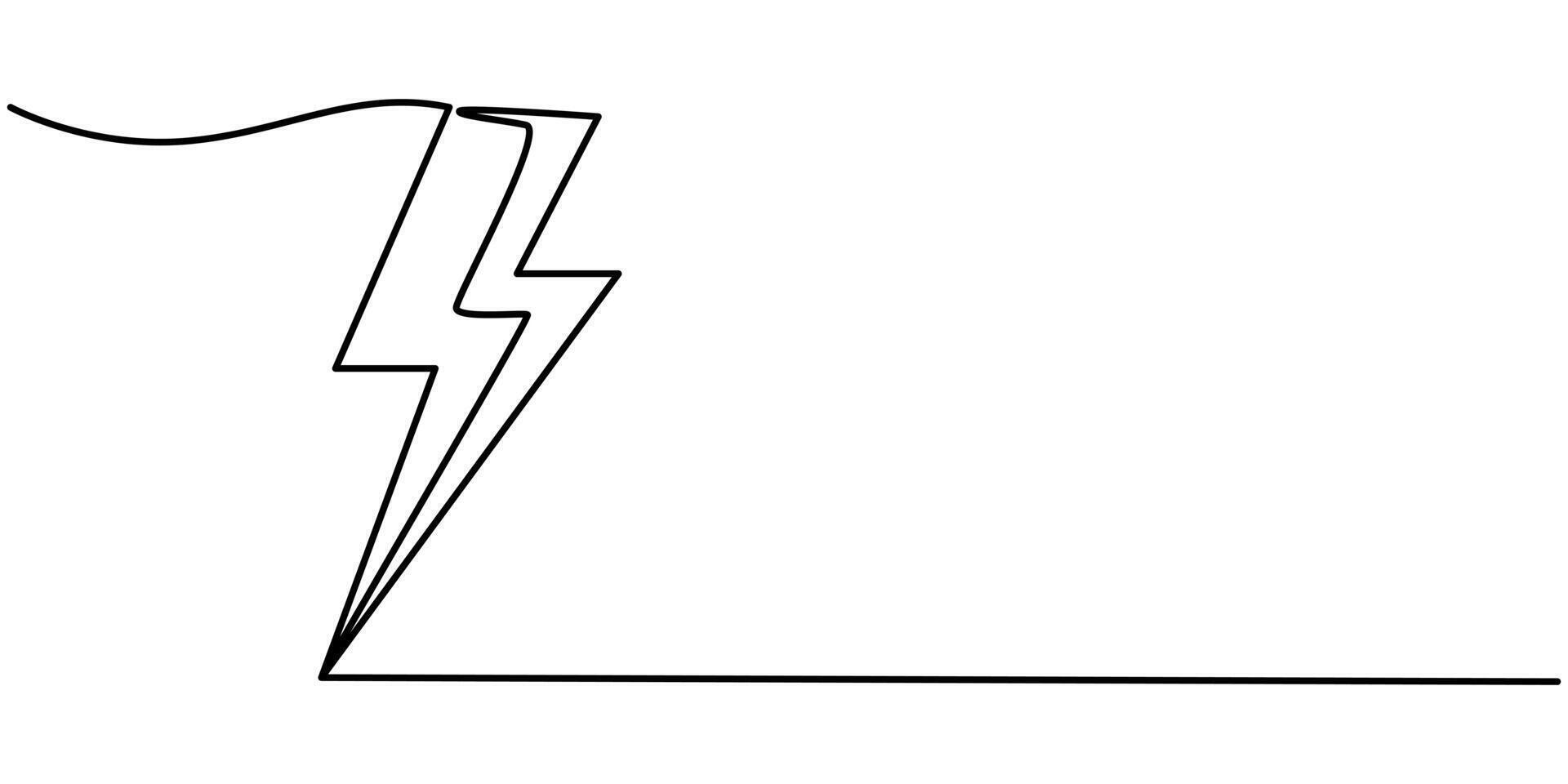Lightning icon in continuous line drawing style vector
