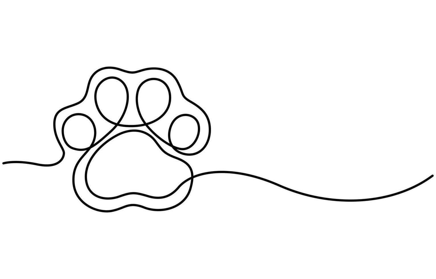 One line drawing illustration of dog or cat mark footprint vector