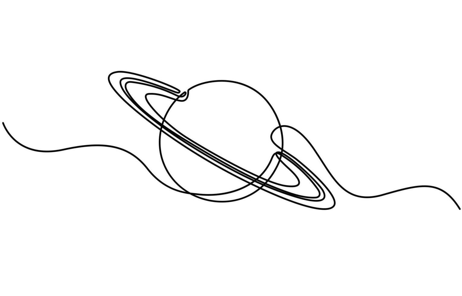 Continuous one line Saturn Planet Solar system illustration vector