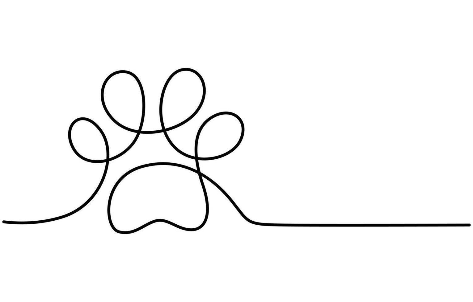 Cat paw in continuous one line art drawing of pet animal foot print concept outline vector