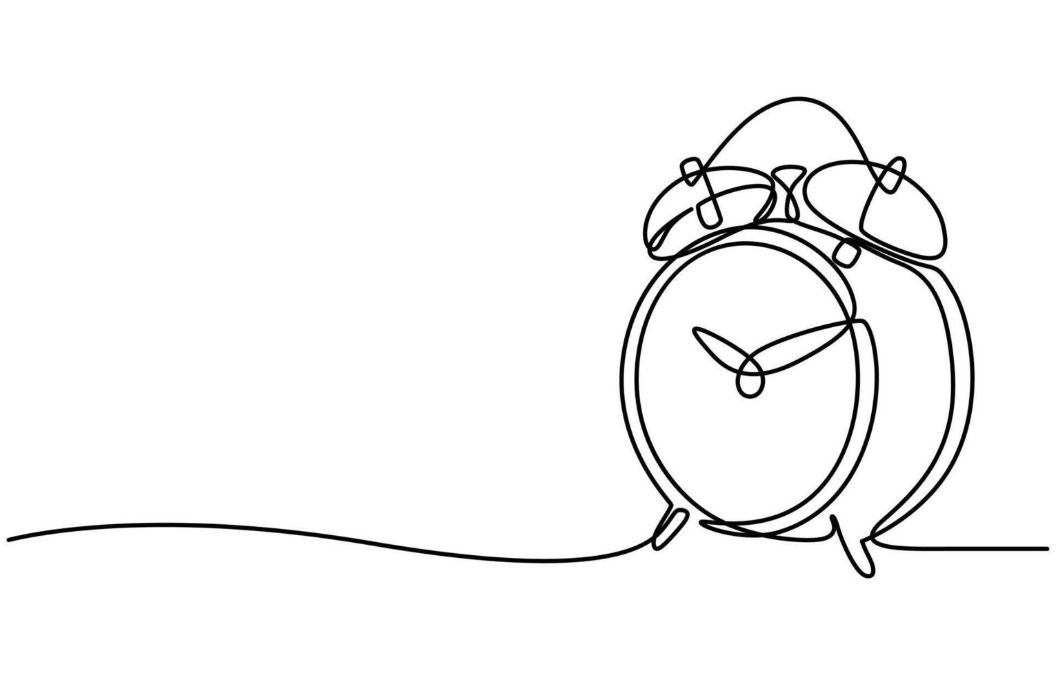 Alarm Clock Continuous One Line Drawing with Editable Stroke vector