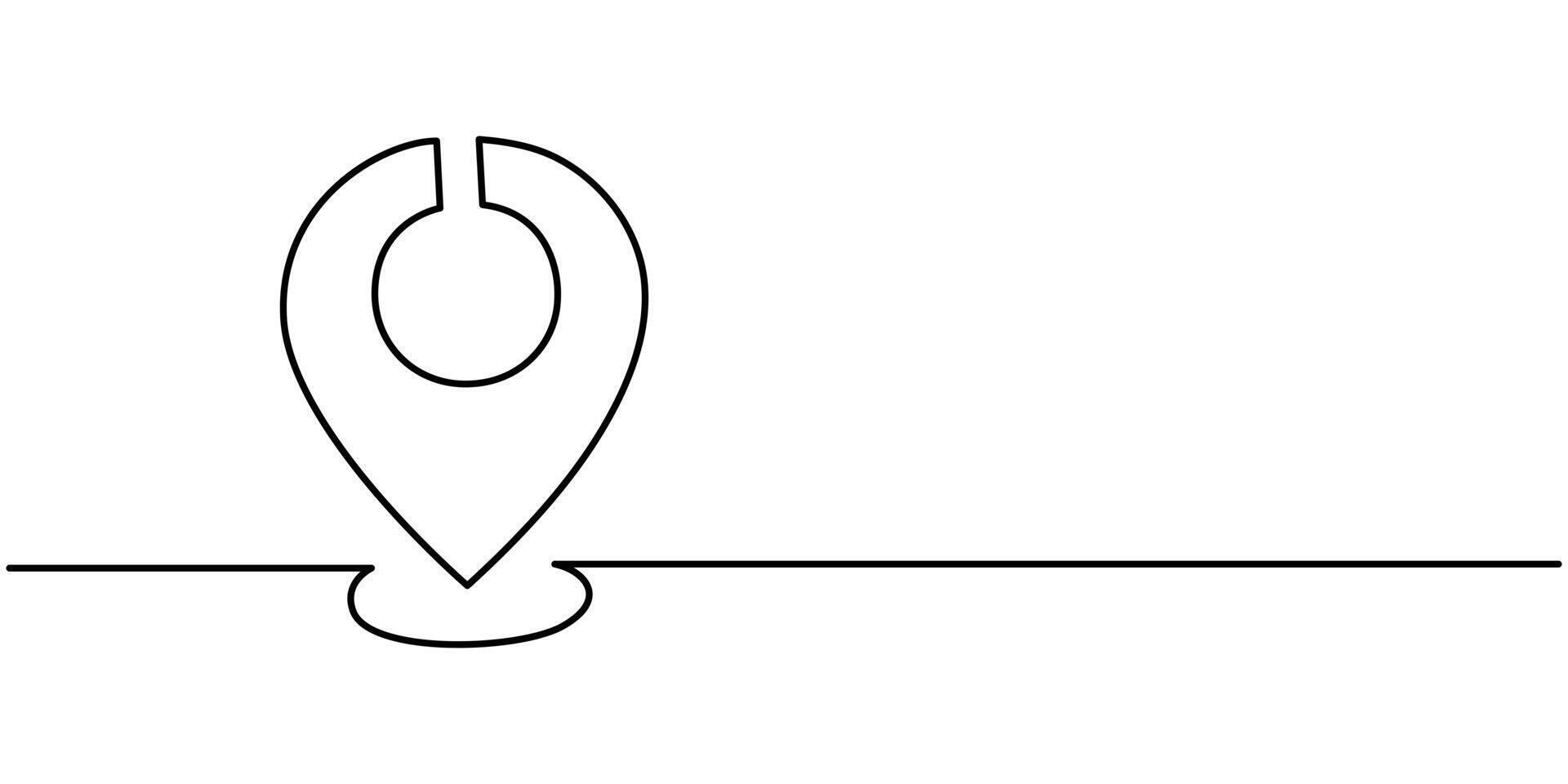 Continuous one line drawing of path and Location pointers vector