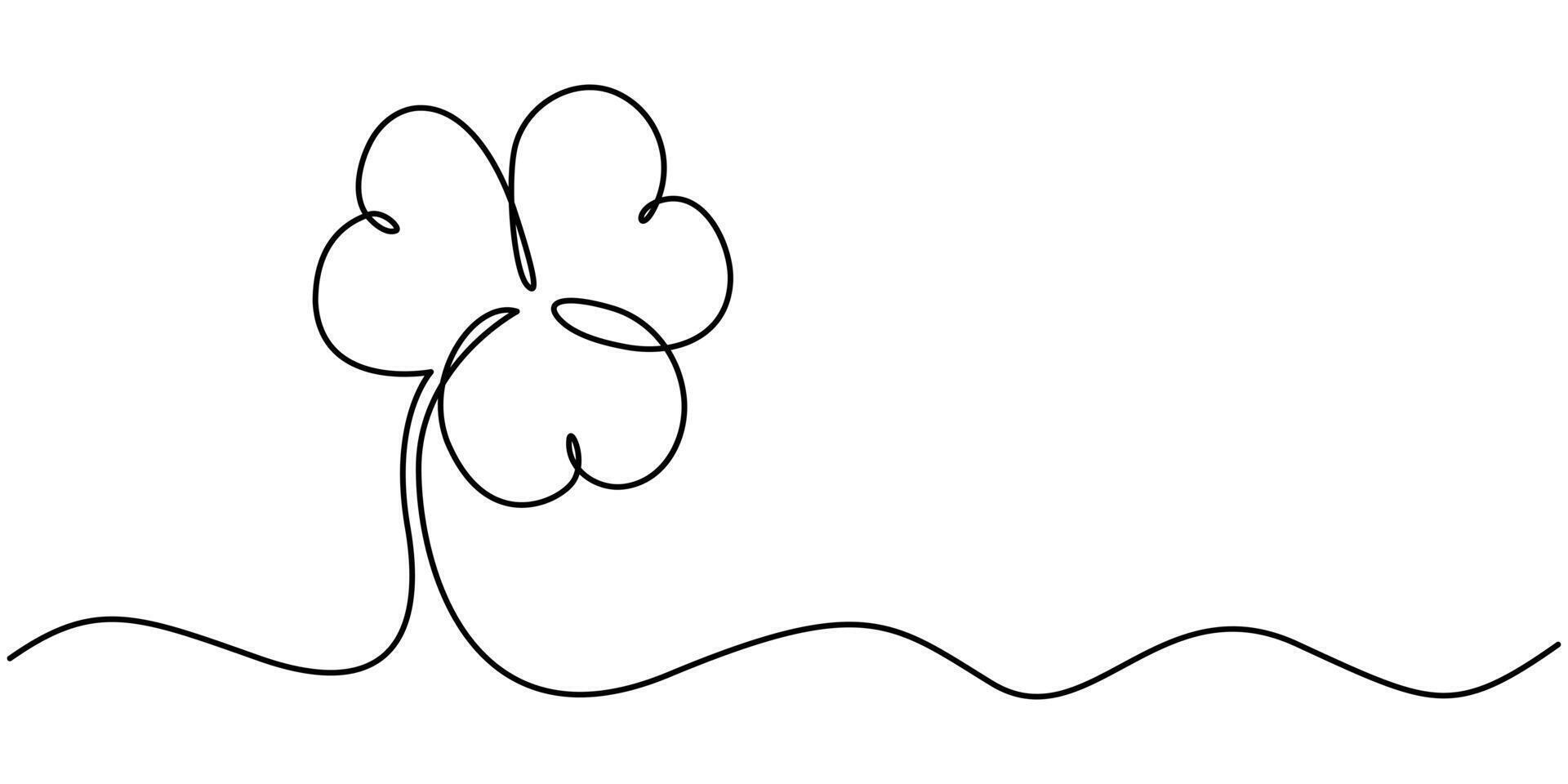 Clover doodle one continuous line drawing illustration vector
