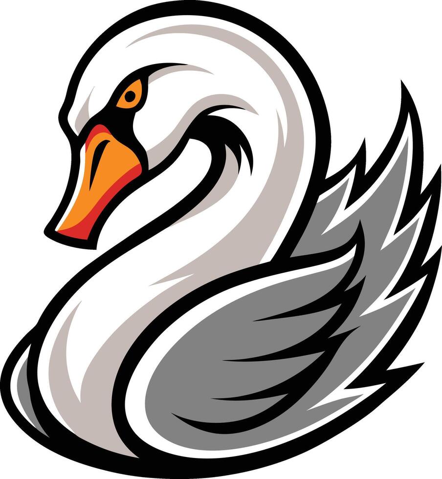 A swan head with a long beak vector