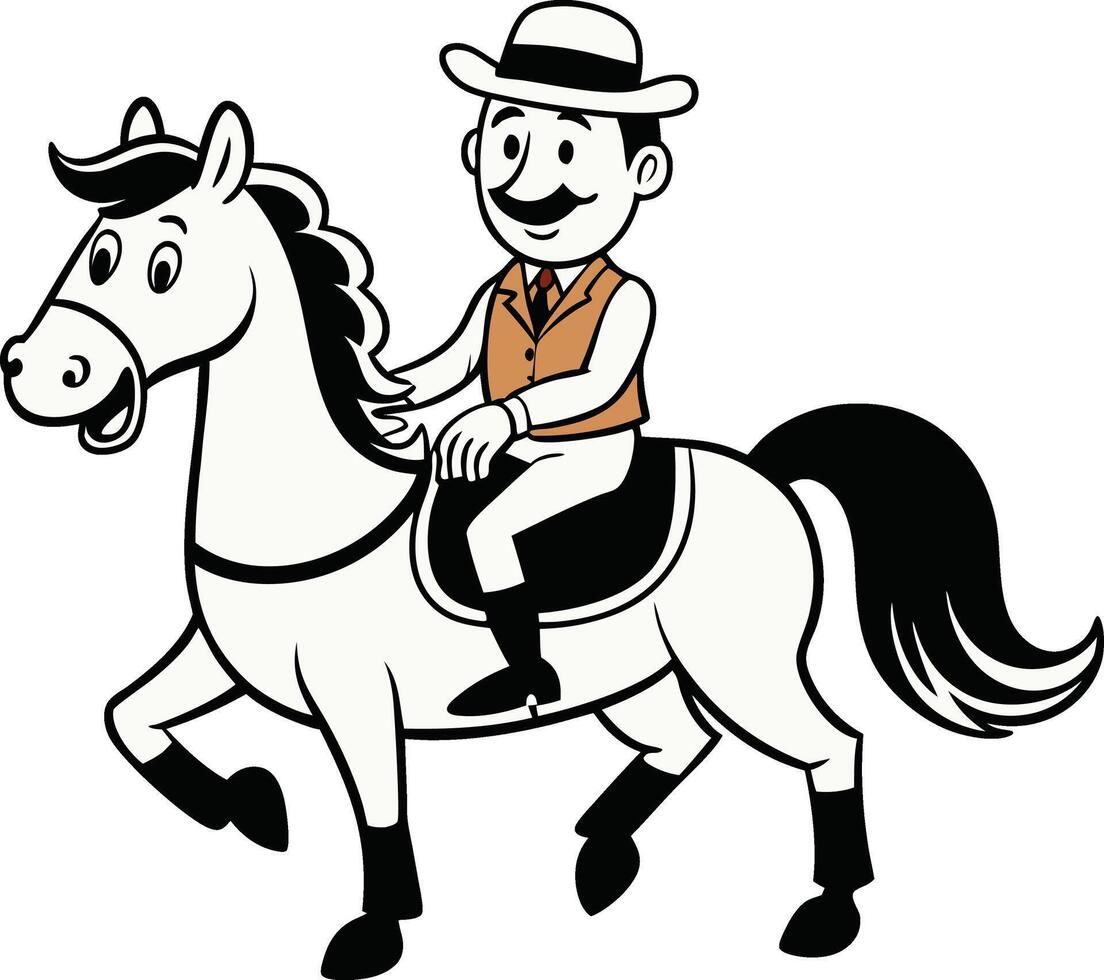 A cartoon man riding a horse vector