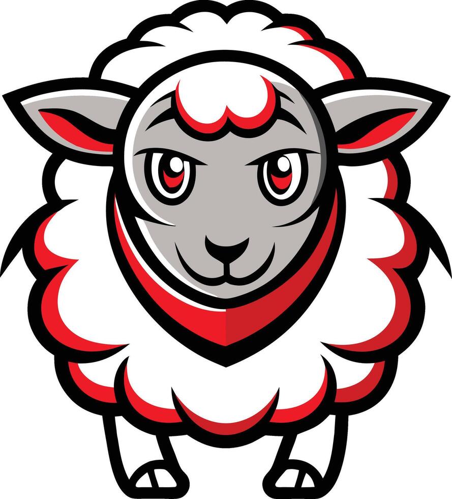 A cartoon sheep with red and white stripes vector