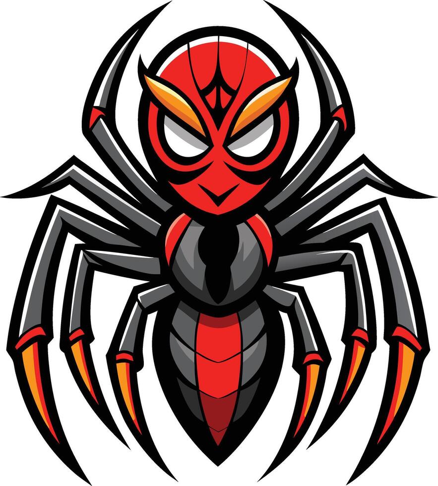 A cartoon spider with red eyes and black vector