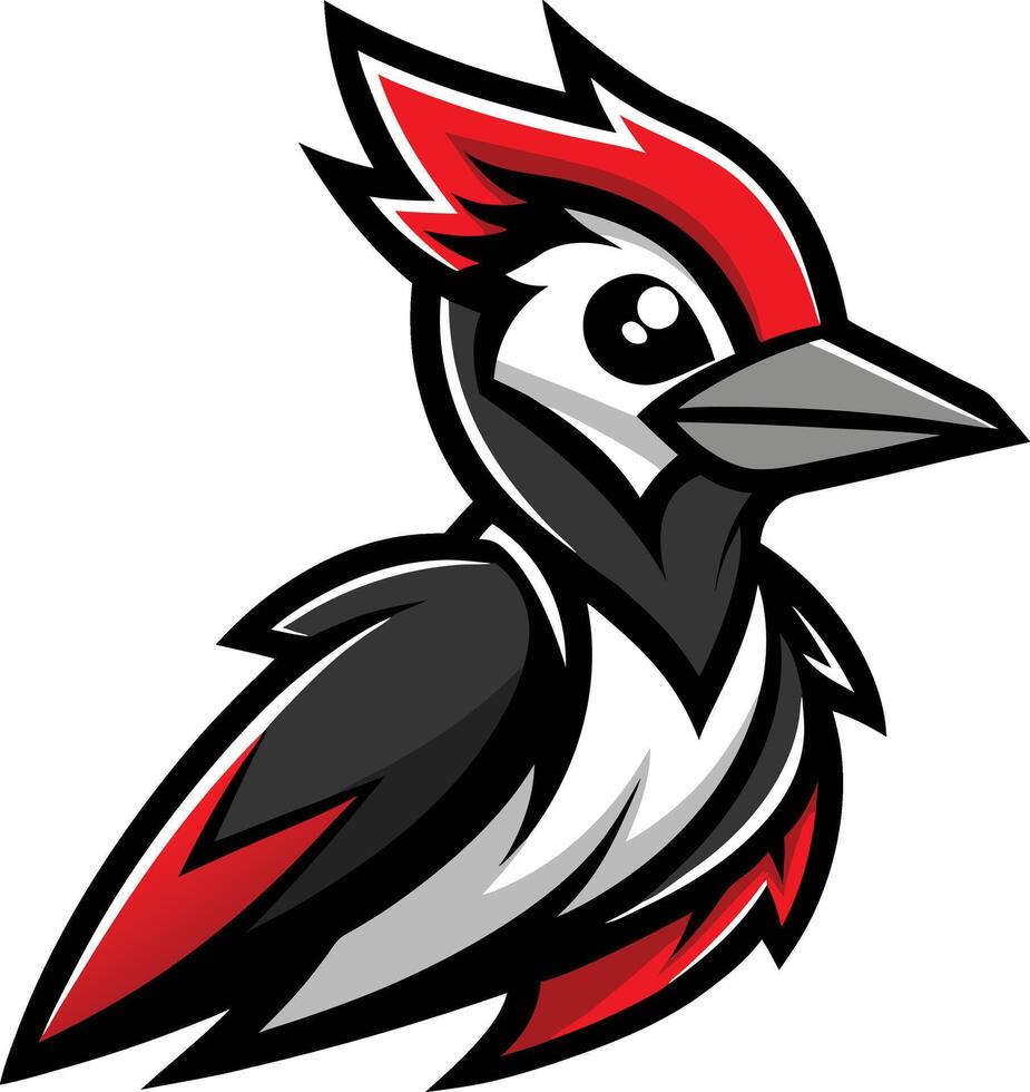 A woodpecker with red and black feathers vector