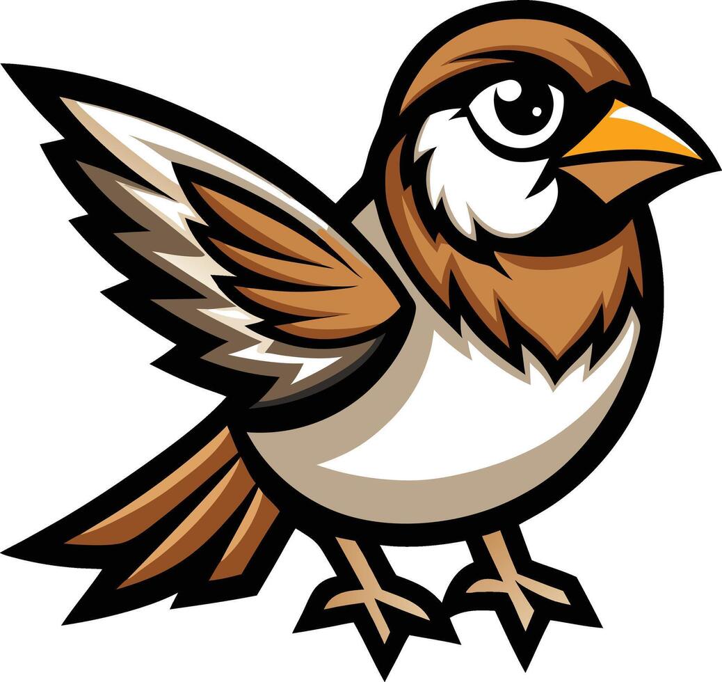 A cartoon sparrow bird with wings spread vector
