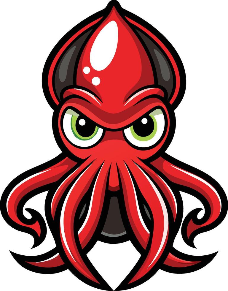 An octopus with big eyes and tentacles vector