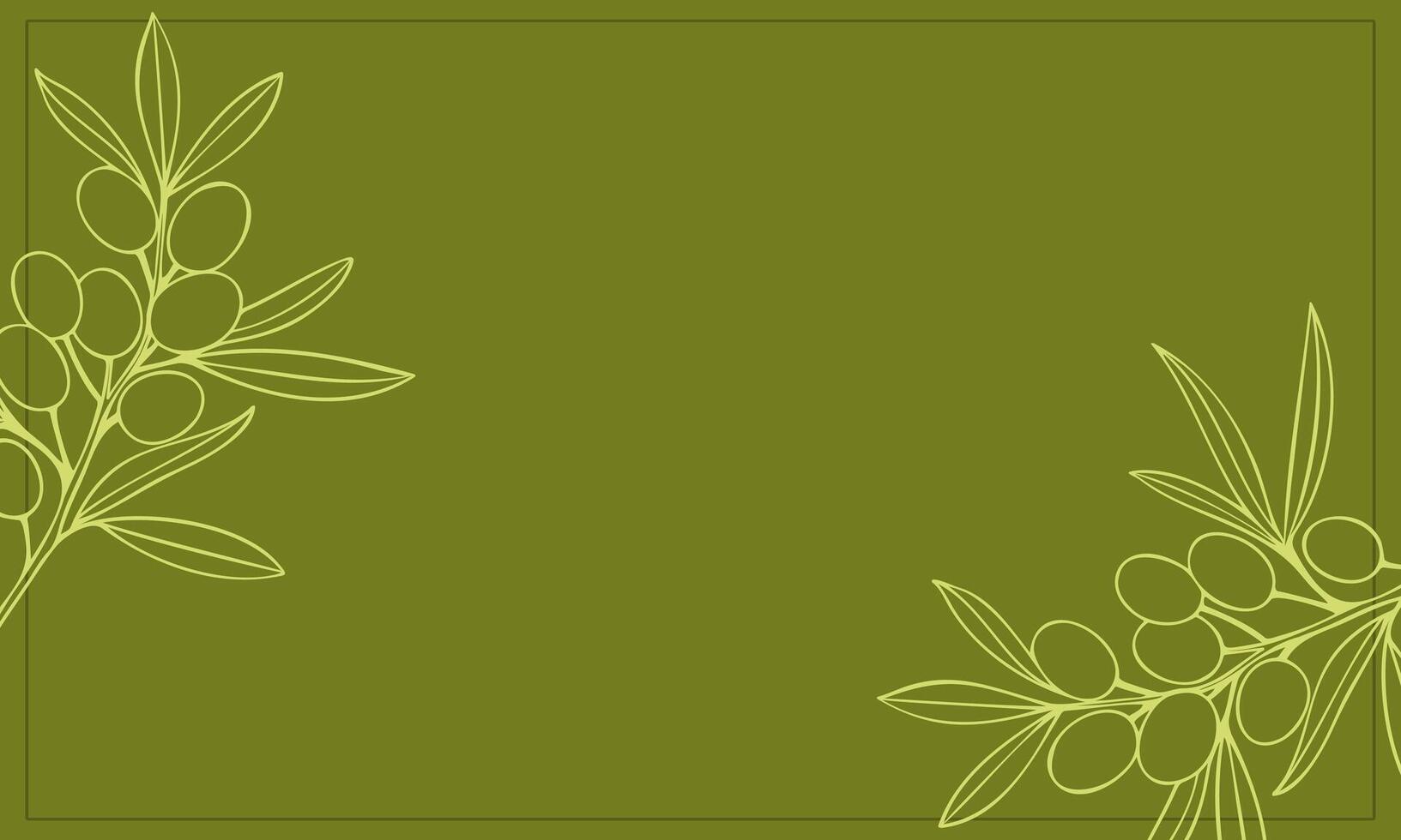 Banner with olives in frame and place for insert, label, olive horizontal background for design. vector