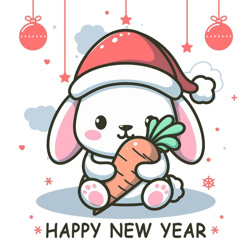 White Rabbit And Carrot Cute vector