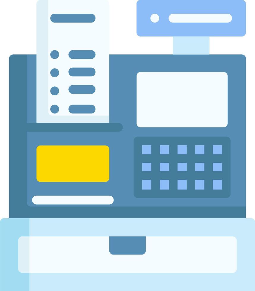 A cash register with a receipt and a pen vector