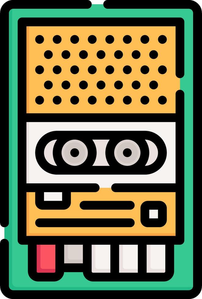 A cassette player icon with a green background vector