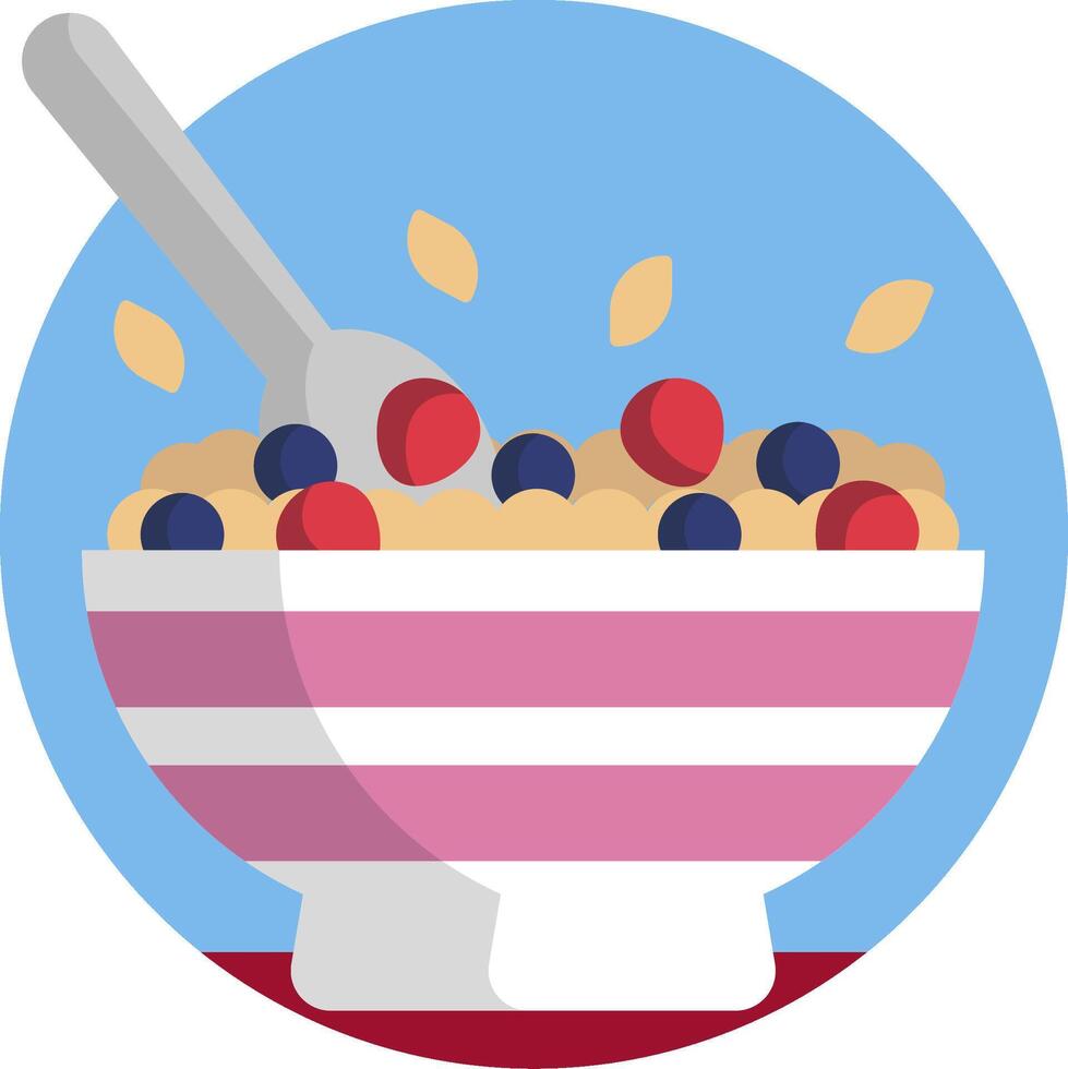 A bowl of cereal with berries and oats vector
