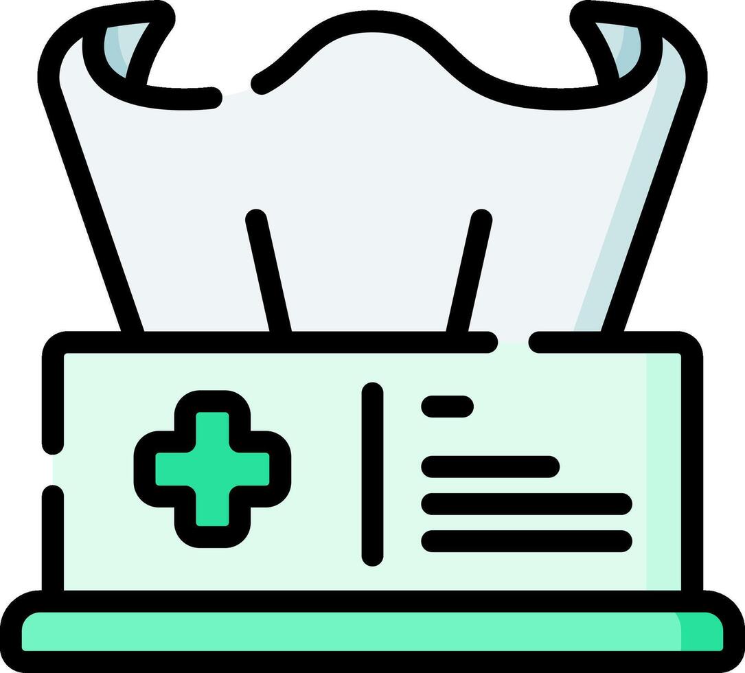 A medical mask on a box with a cross on it vector