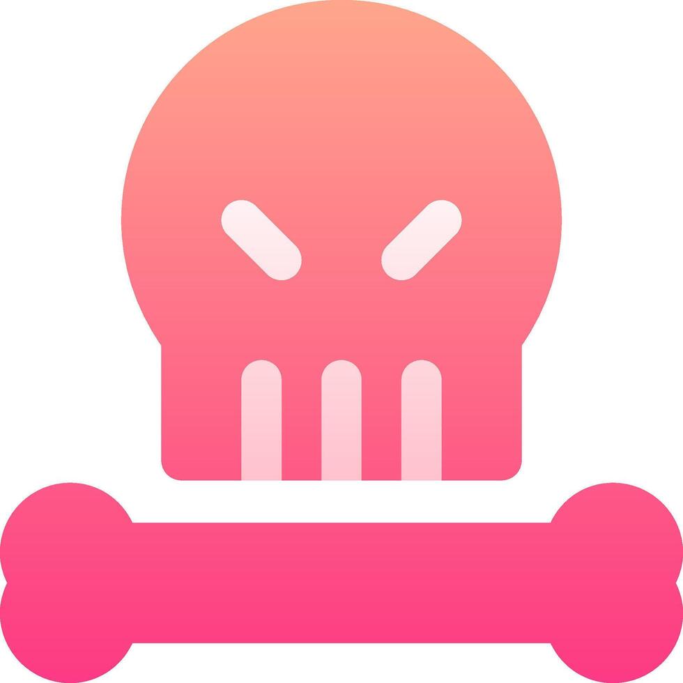 A skull and bone icon with a pink background vector