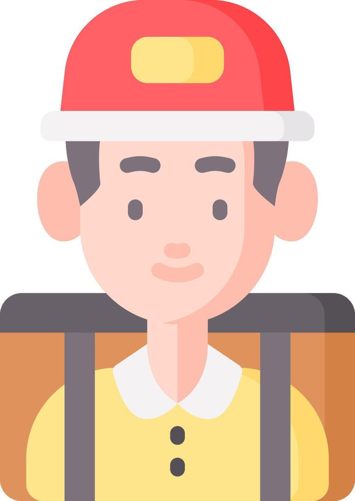 A man wearing a red hat and carrying a backpack vector