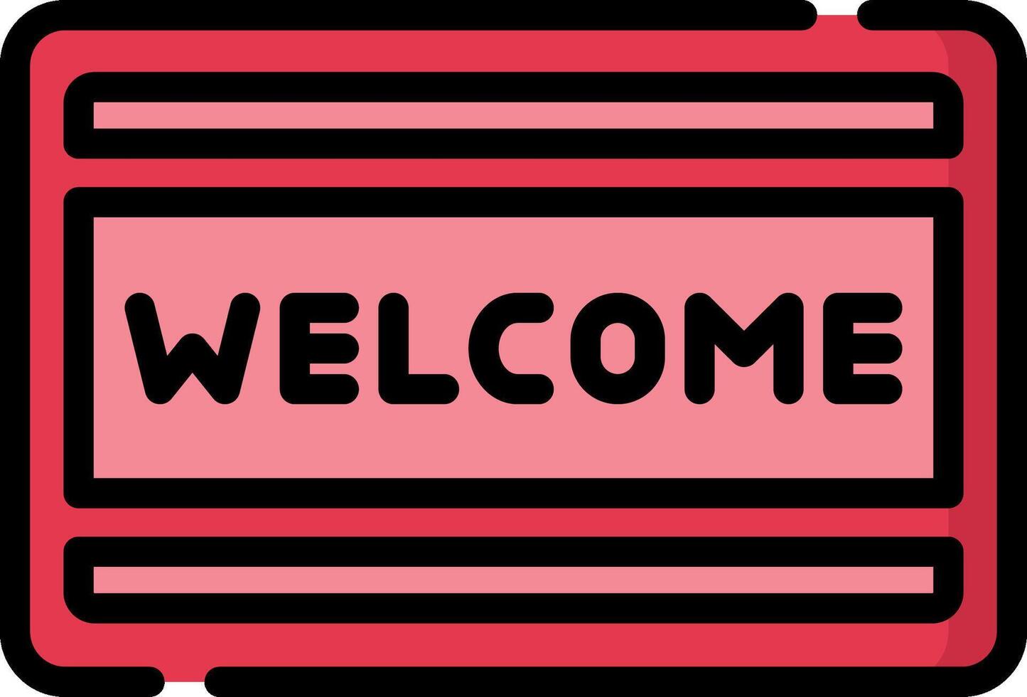 A welcome sign with a red rectangle vector