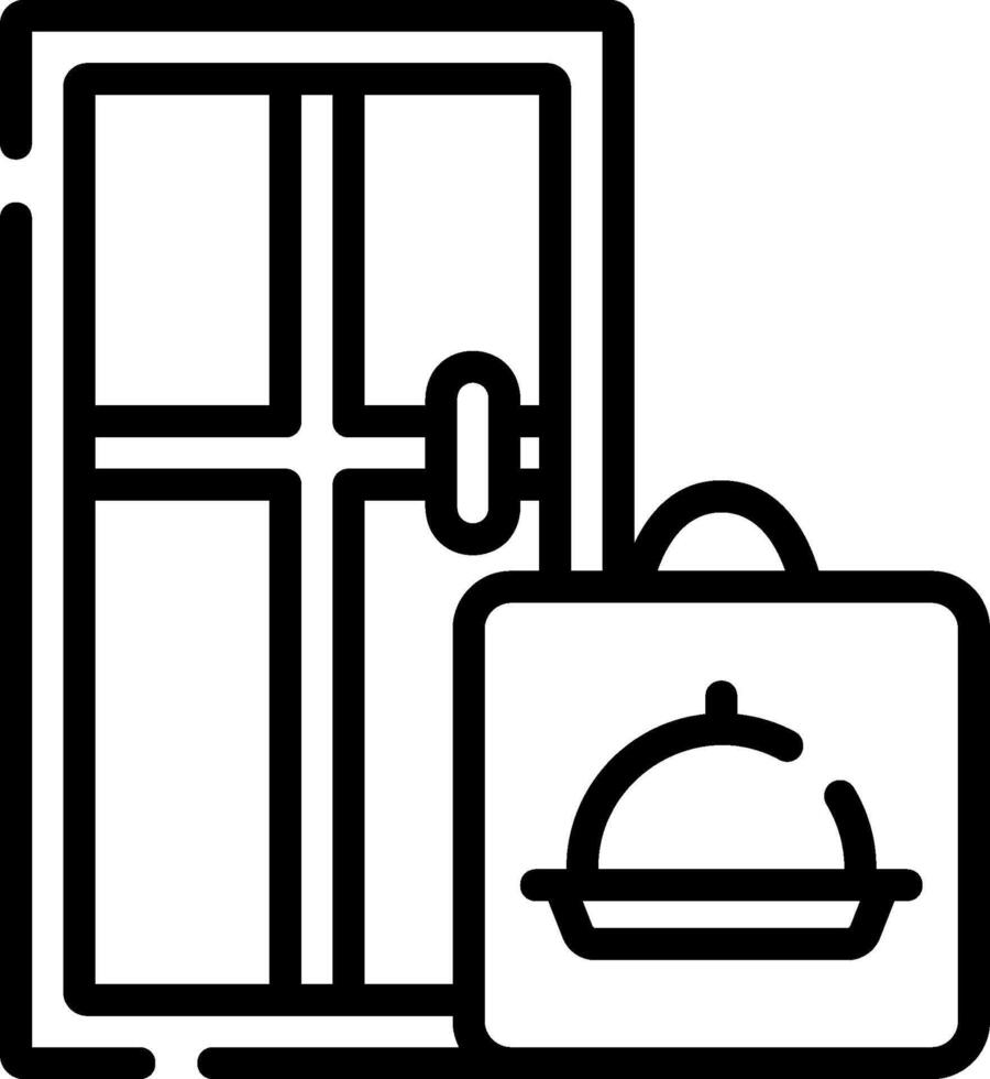 A black and white icon of a door and a suitcase vector