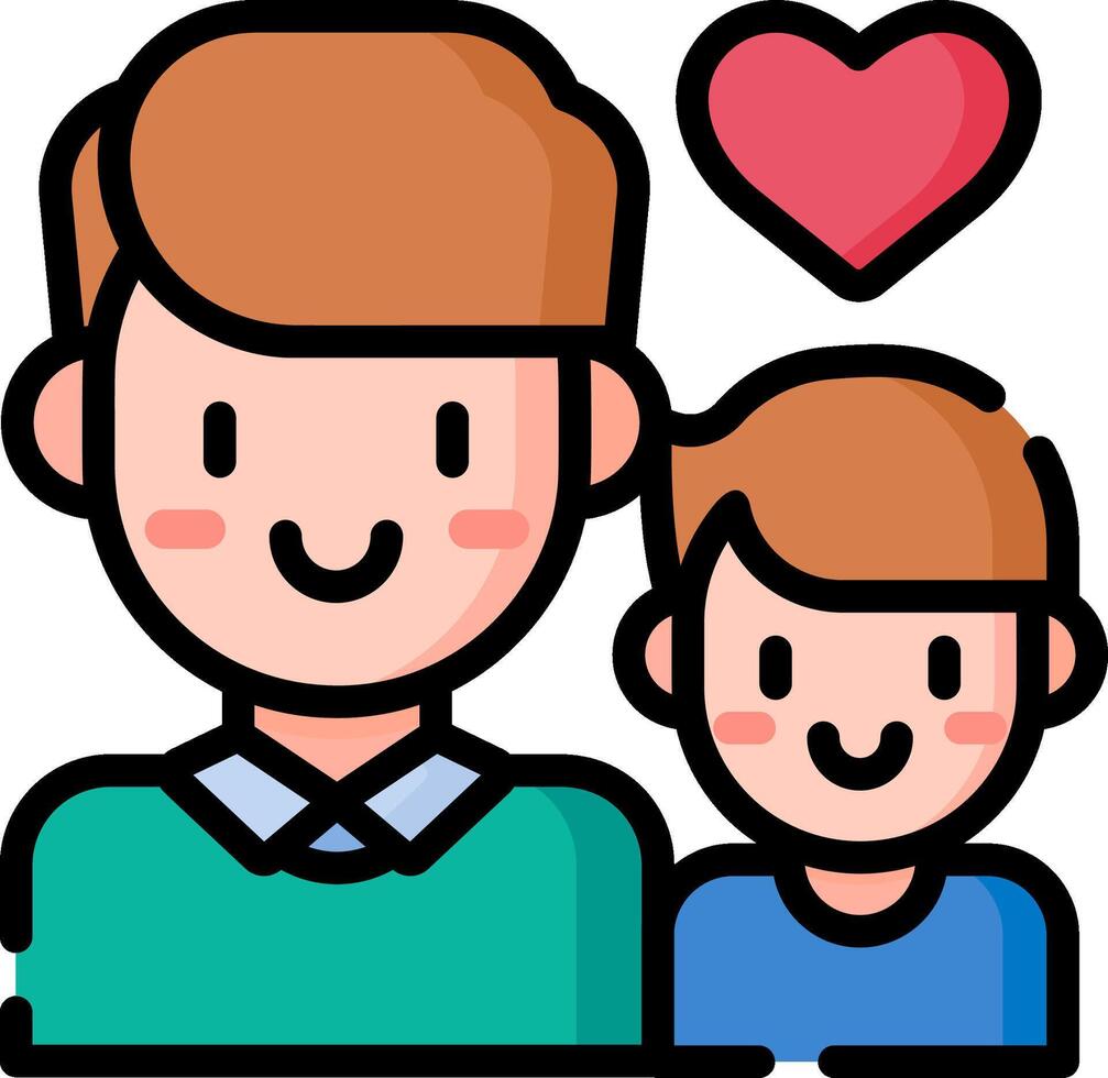 A man and a boy are holding hands with a heart vector