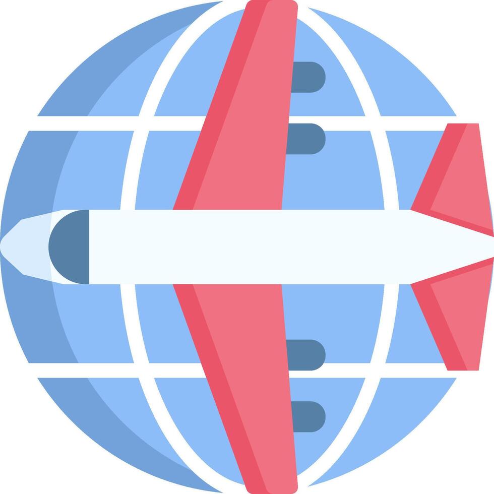 Airplane icon on a globe vector
