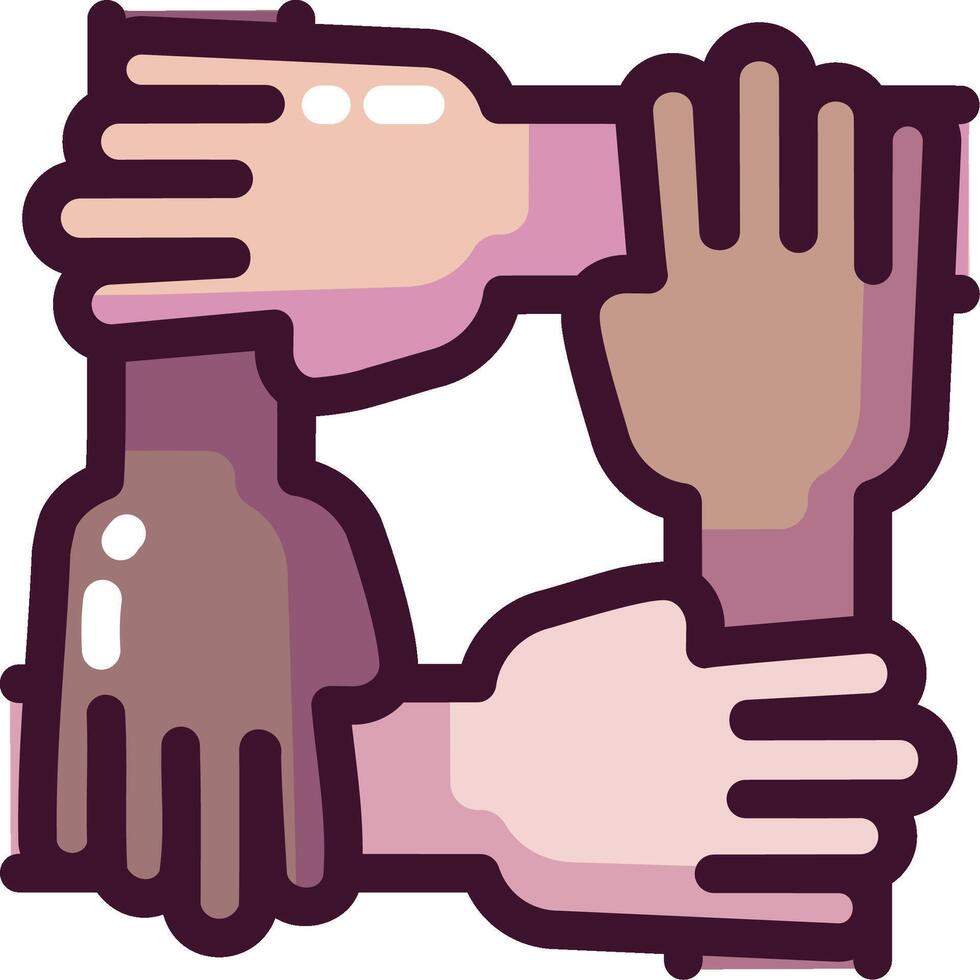 Hands of different races holding hands together vector