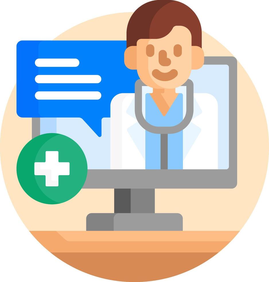 A doctor is talking to a patient on a computer vector