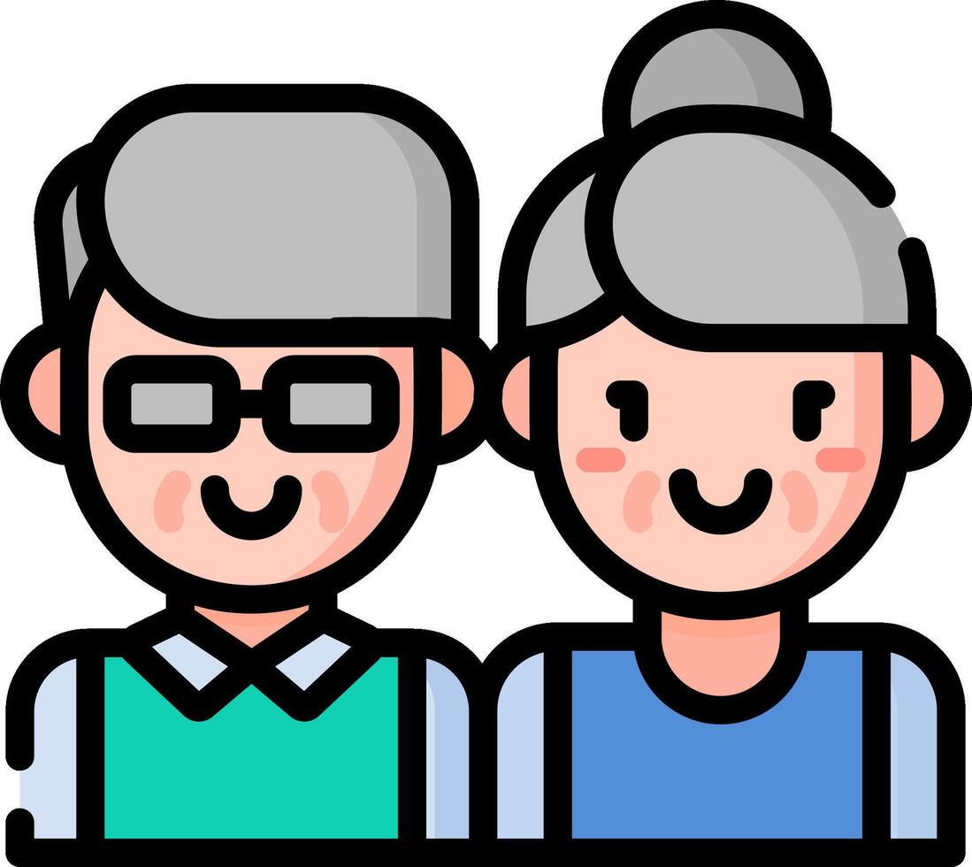 An elderly couple with glasses and a smile vector
