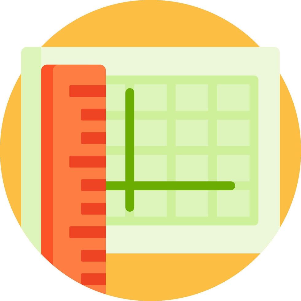 A ruler and a graph paper are shown in a circle vector