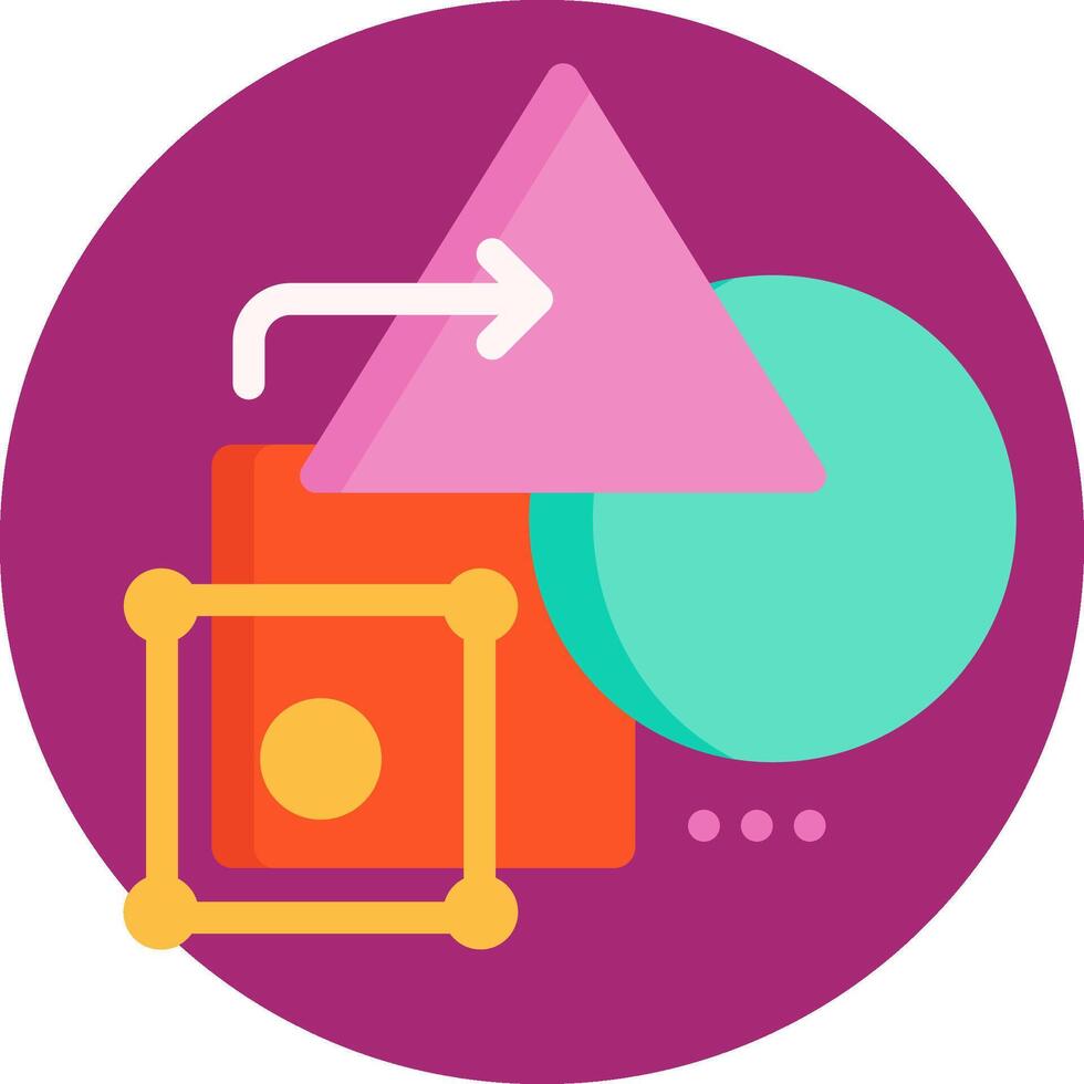 A purple circle with a triangle, a square and a triangle vector