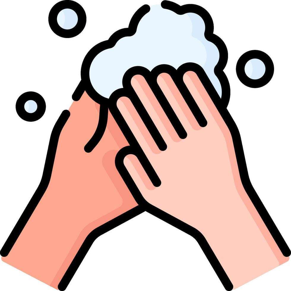 Two hands washing each other with soap vector