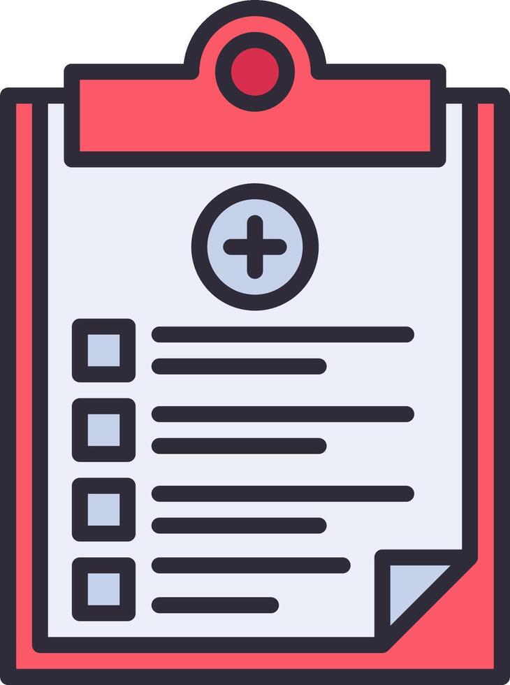 A clipboard with a checklist and a cross vector
