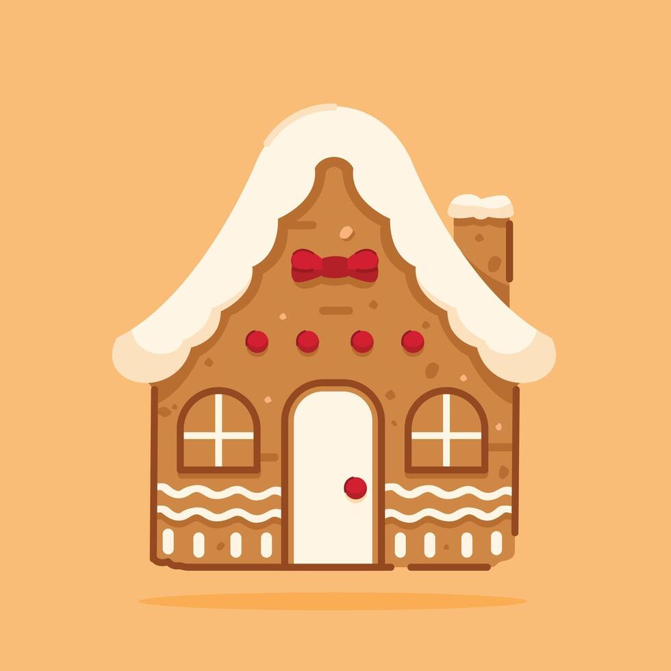 gingerbread house christmas illustration, christmas day icon for flat style greeting, suitable for poster and web icon vector