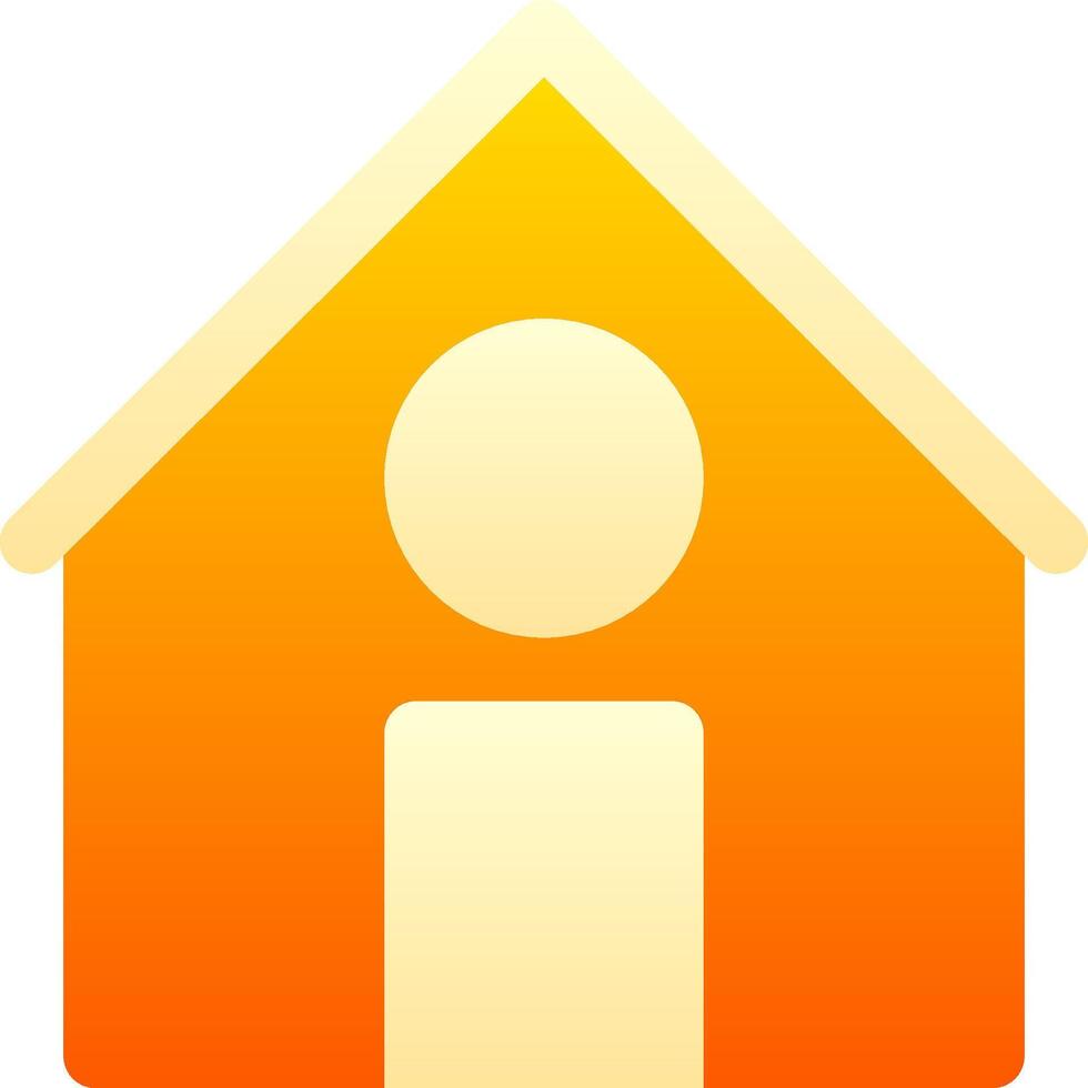 An orange house icon with a person inside vector