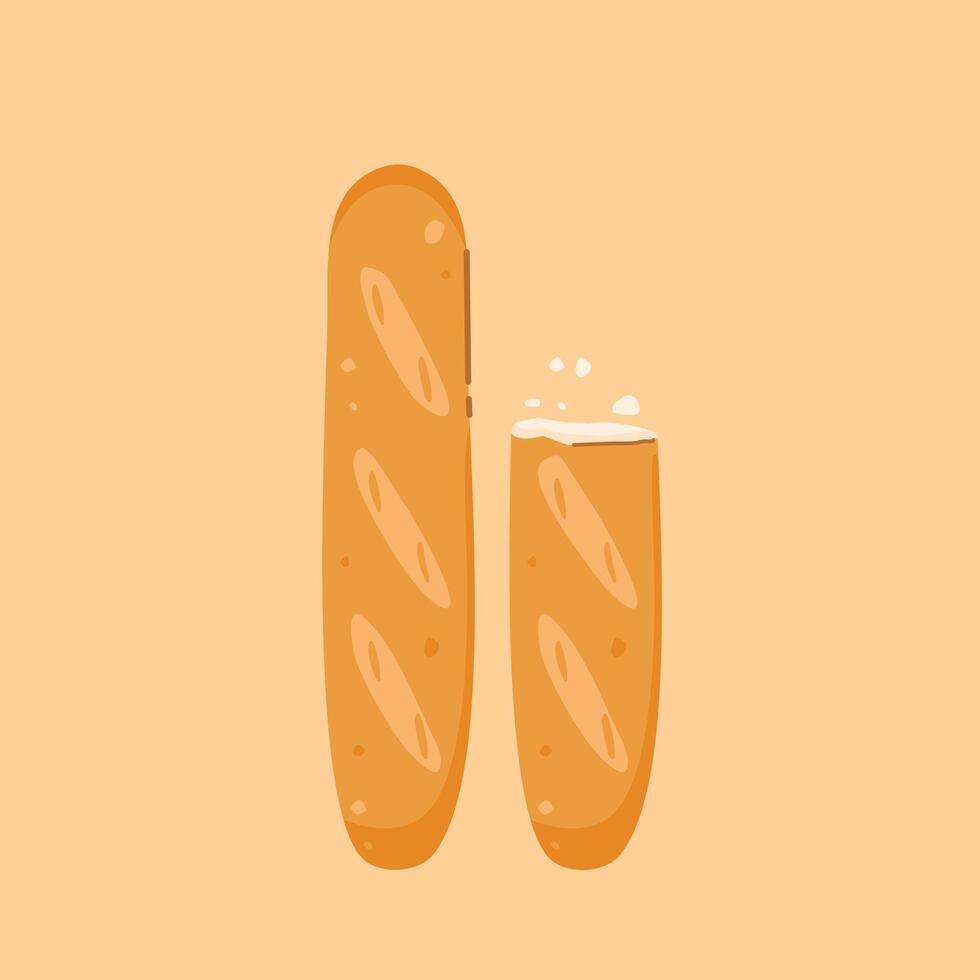 French baguette, long pastry, recipe book, bagel wheat bread. Suitable for posters and web icons vector