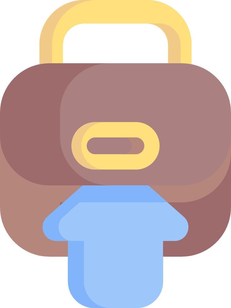 A brown briefcase with a blue arrow pointing to it vector