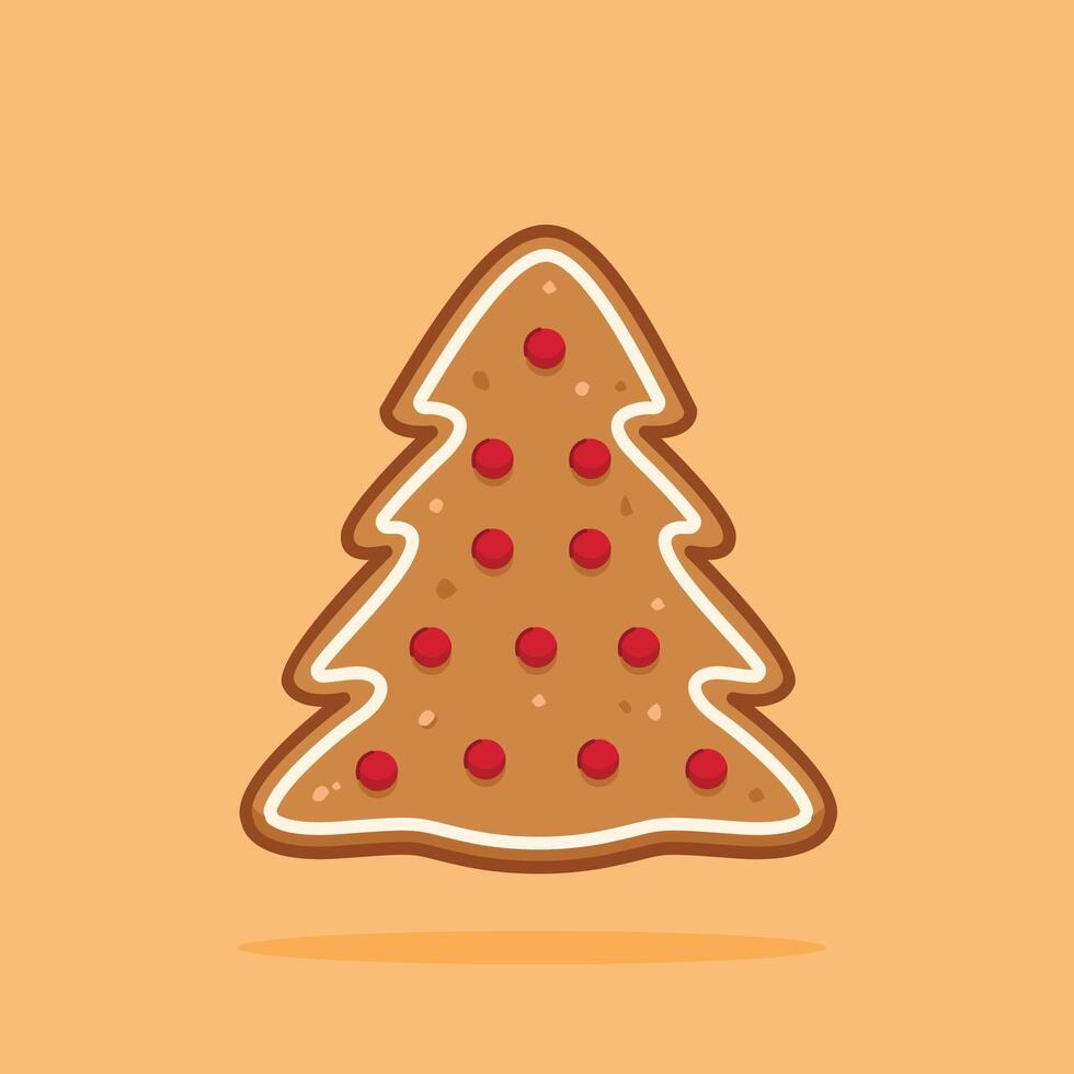 minimalist christmas tree shaped gingerbread illustration with red topping, suitable for posters and web icons vector