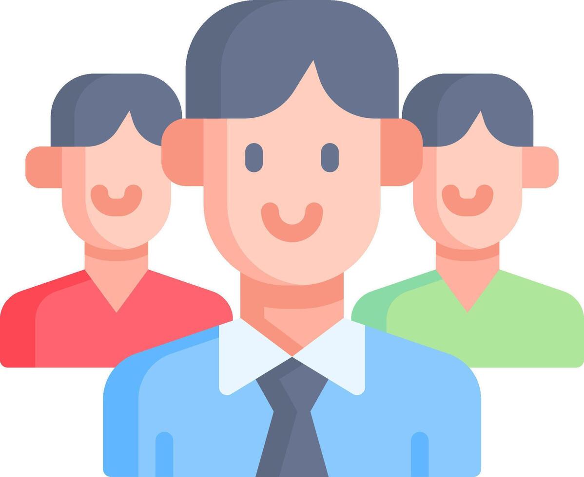 Three people with different colored shirts and ties vector