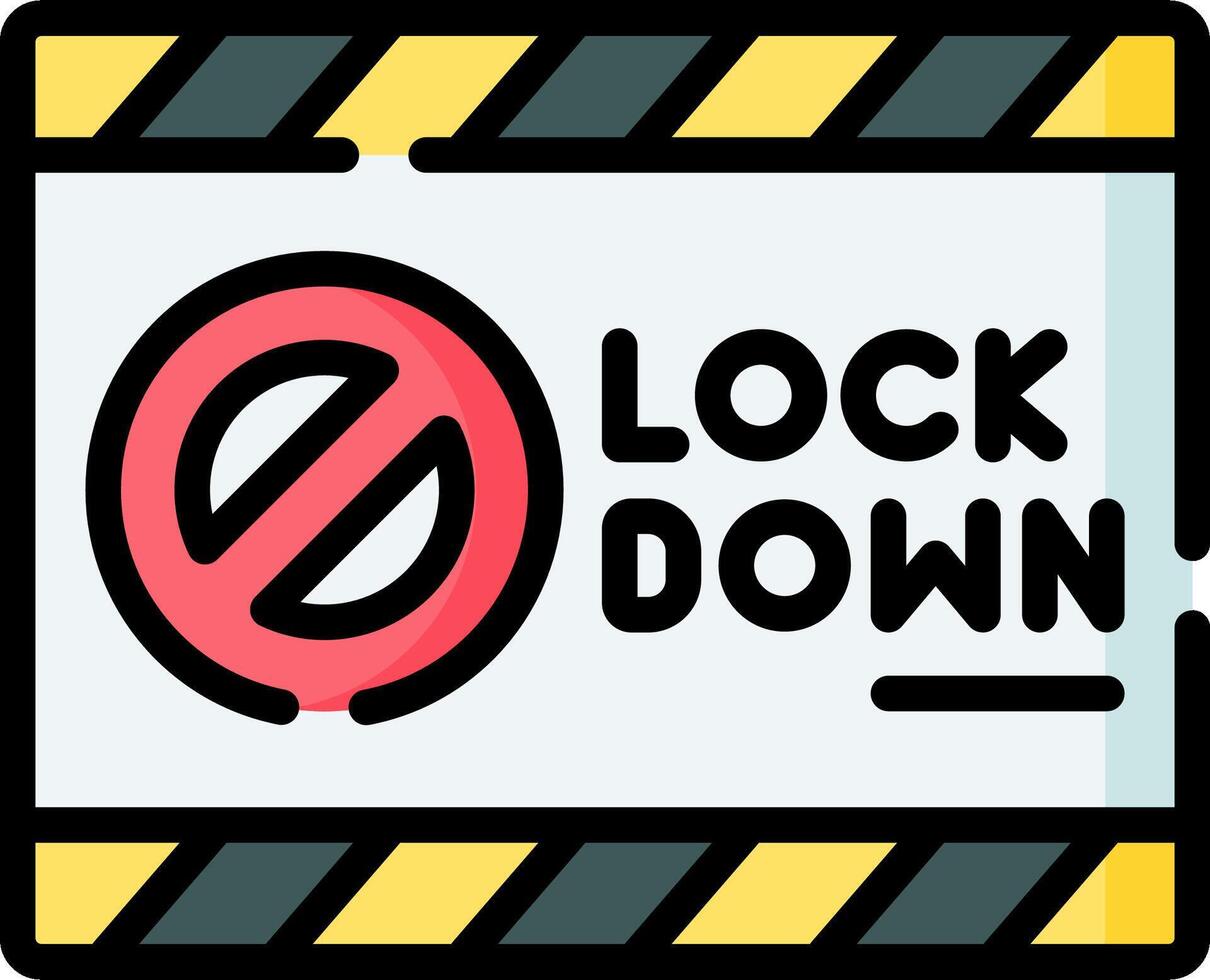 A sign that says lock down on it vector