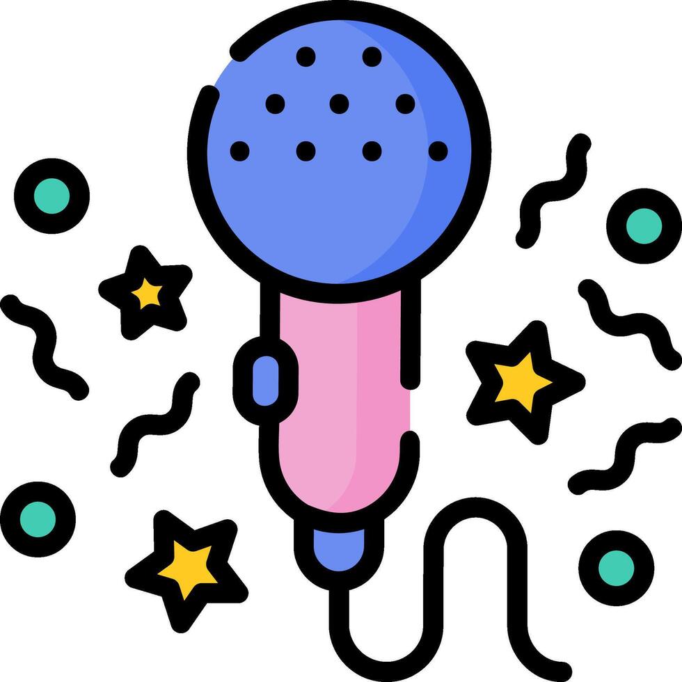 A microphone with stars and confetti vector