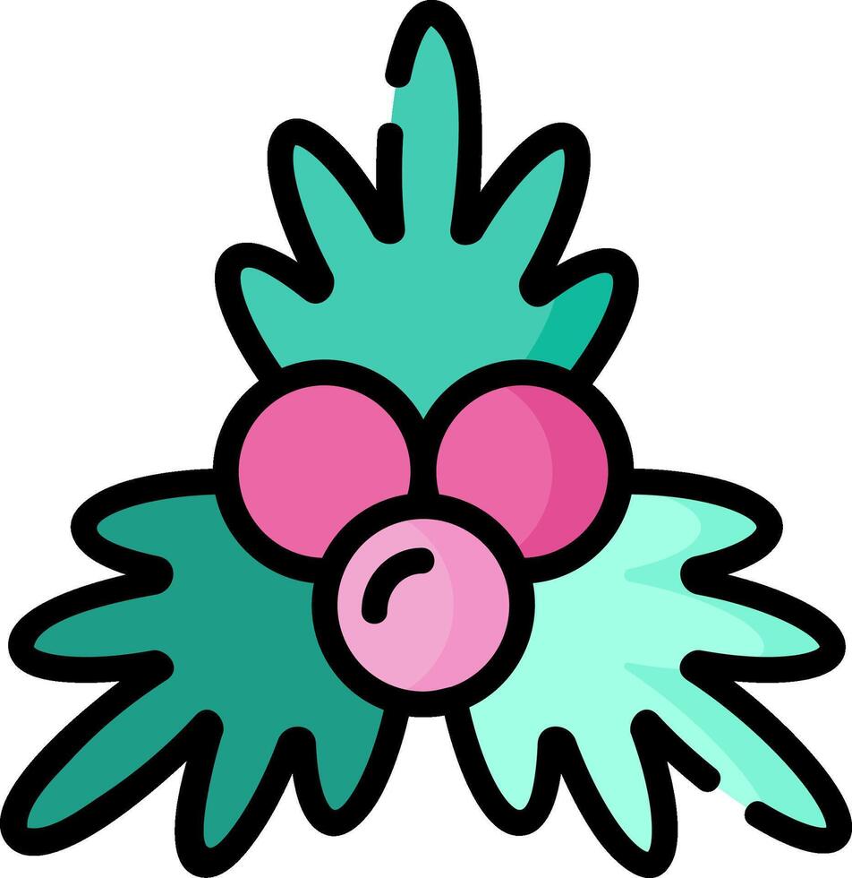 A cartoon green plant with pink berries vector