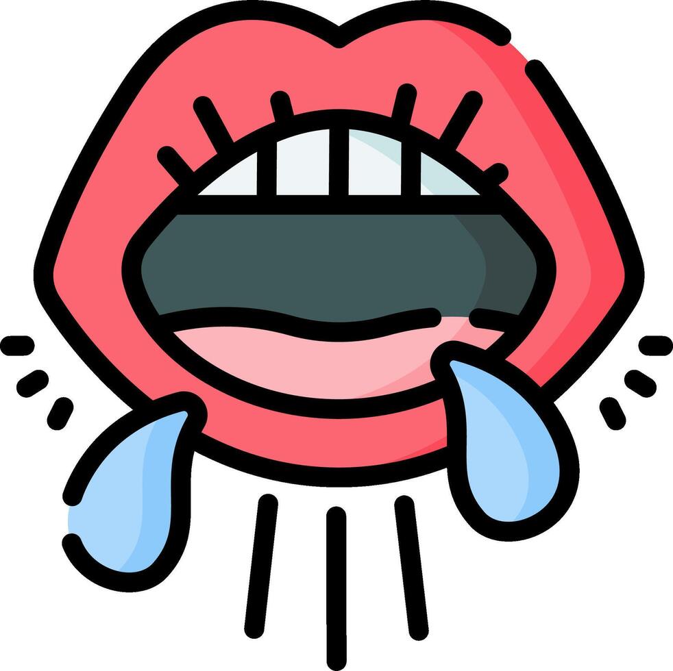 A cartoon mouth with tears on it vector