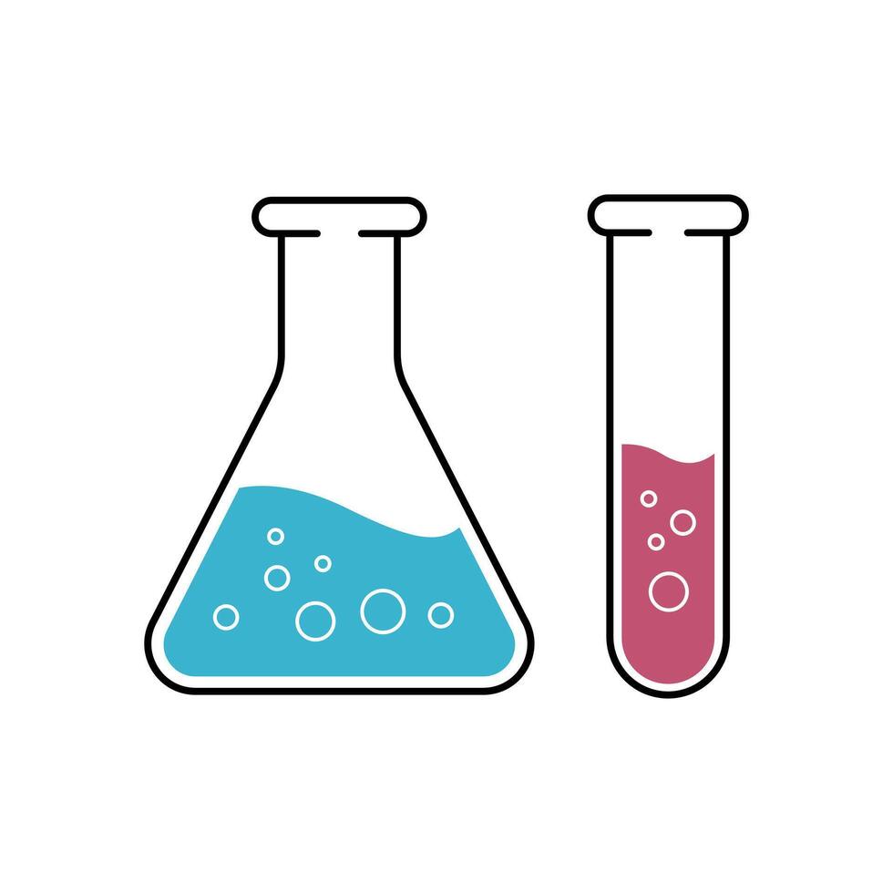 Science Lab Icon with Flask and Test Tube vector
