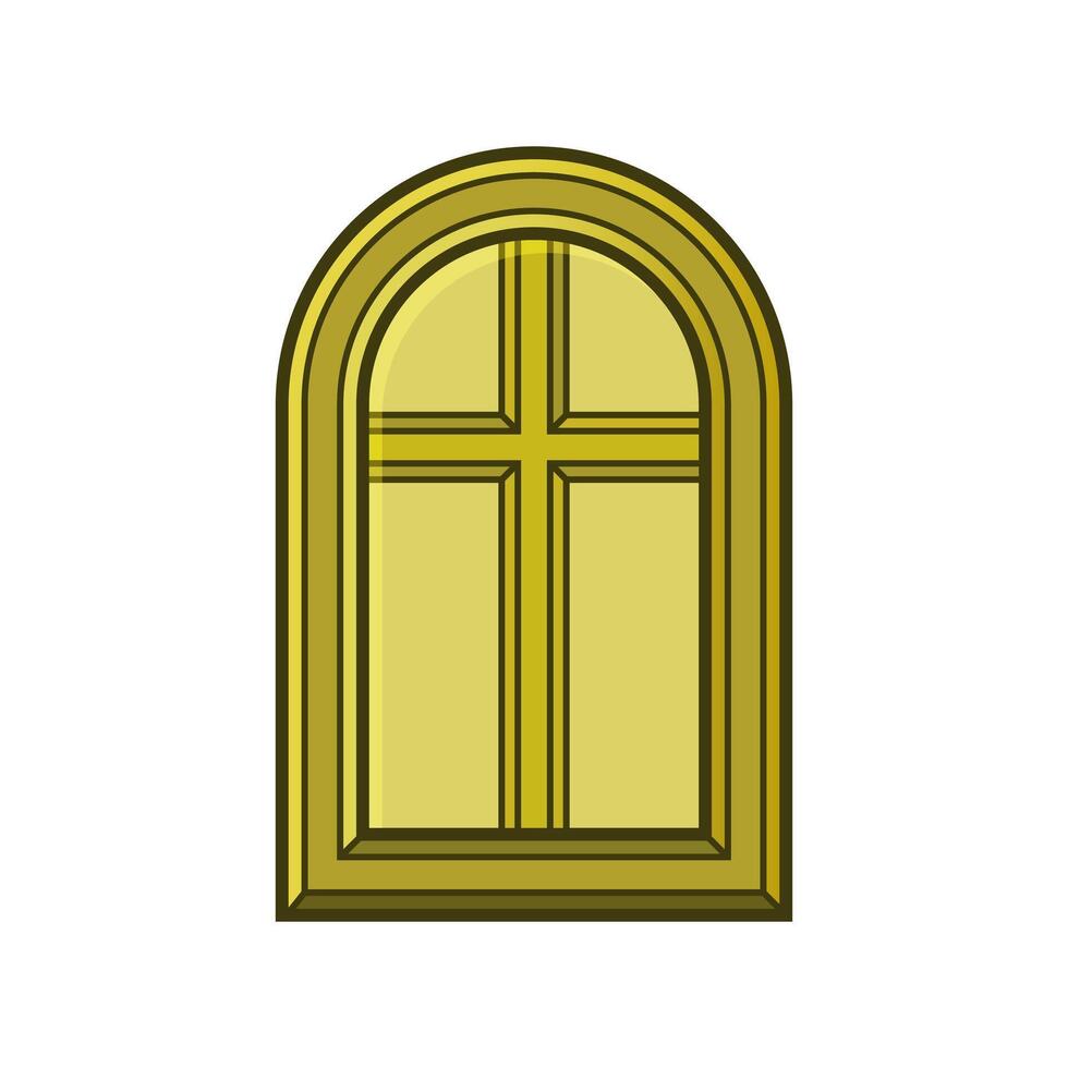 An arched window with a cross in the center vector