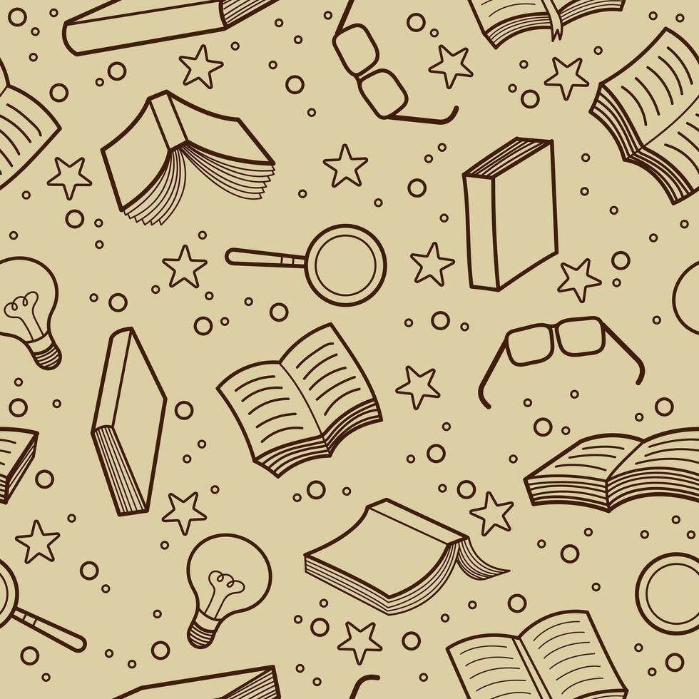 Book doodle elements seamless pattern background vector